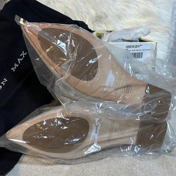 NIB Leon Max kid nude suede beige pink pointed toe slides nude pink size 6 NWT - Picture 11 of 13